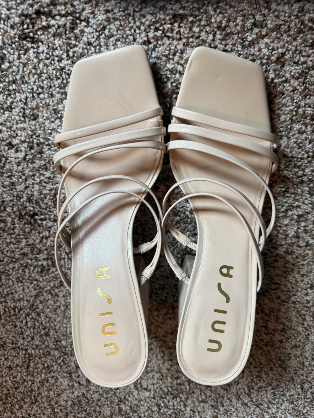 Unisa Strappy Square-Toe Sandals in Light Cream